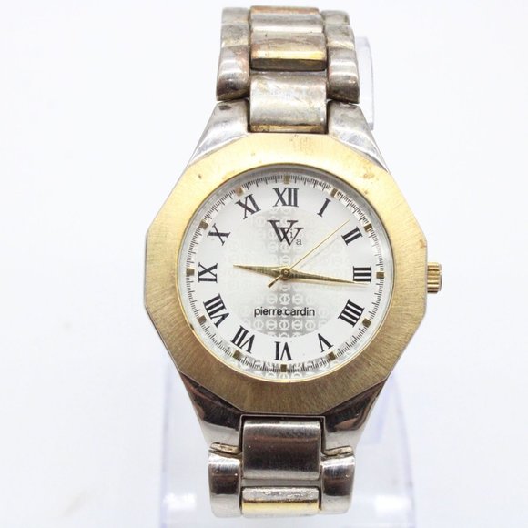 Vintage VV Pierre Cardin Watch Mens Silver Tone Classic Stainless Steel 90s - Picture 1 of 8